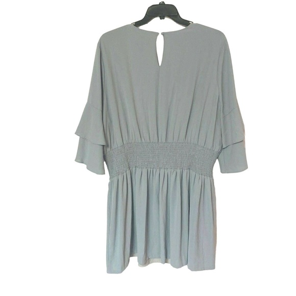 ⭐️JOA Sky Blue Smocked Waist Corset Fit & Flare Bell Sleeve Any Occasion Dress - Picture 10 of 12